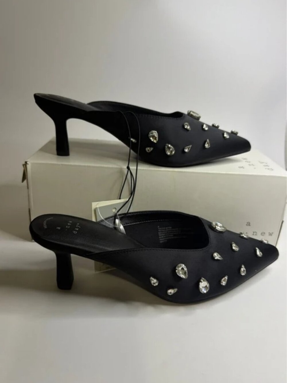 Brand new black rhinestone heels Super cute and classy mules